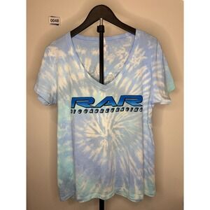 Rico Abreu Racing RAR Sprint Car Tie Dye V-Neck Graphic T-Shirt Blue White 2XL